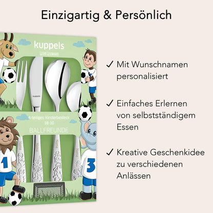 Kinderbesteck personalisiert Kinder Besteck mit Namen Set ab 3 Jahre Taufgeschenke für Jungen Geburtstagsgeschenk Kindergeschirr Fussball