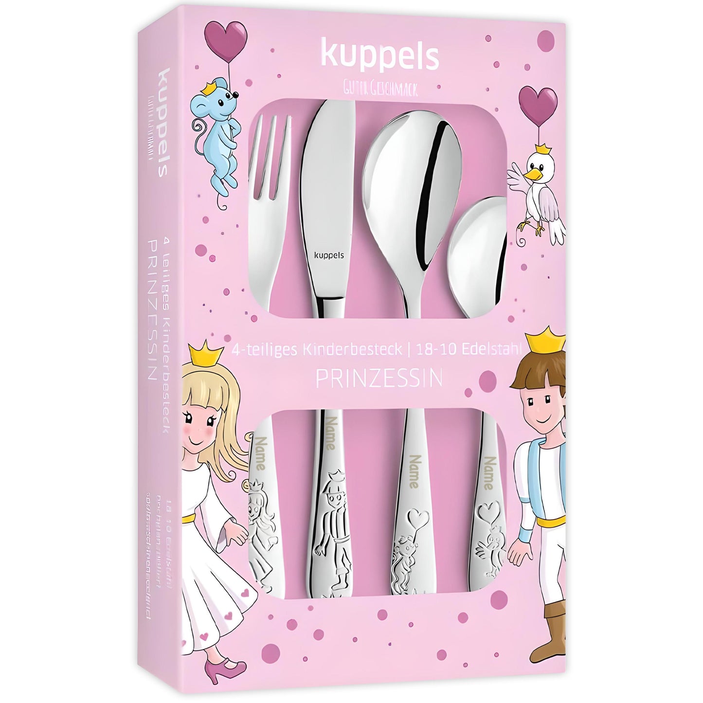 Kinderbesteck mit Gravur Kinder Besteck Set 3 Jahre personalisiert Taufgeschenke für Mädchen Geburtstagsgeschenk Kindergeschirr Prinzessin