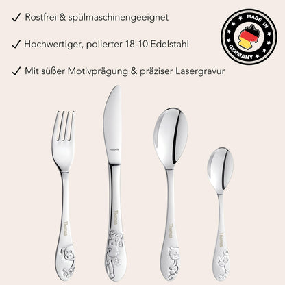 Kinderbesteck mit Namen personalisiert Kinder Besteck Set ab 3 Jahre Taufgeschenke für Jungen Mädchen Geburtstagsgeschenk Kindergeschirr