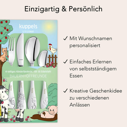Kinderbesteck mit Namen personalisiert Kinder Besteck Set ab 3 Jahre Taufgeschenke für Jungen Mädchen Geburtstagsgeschenk Kindergeschirr