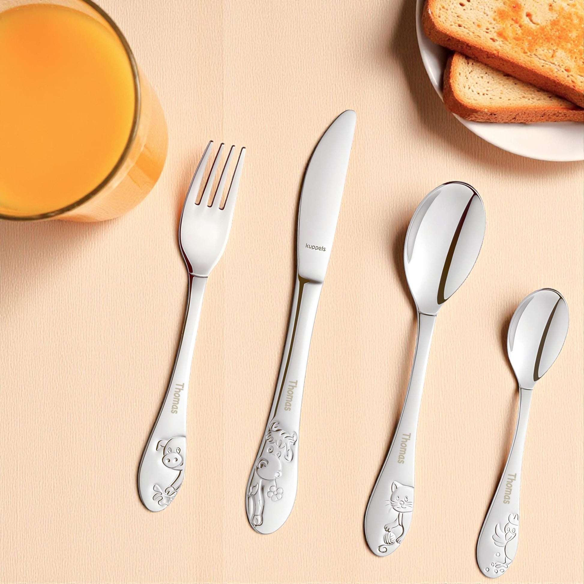 Kinderbesteck mit Namen personalisiert Kinder Besteck Set ab 3 Jahre Taufgeschenke für Jungen Mädchen Geburtstagsgeschenk Kindergeschirr