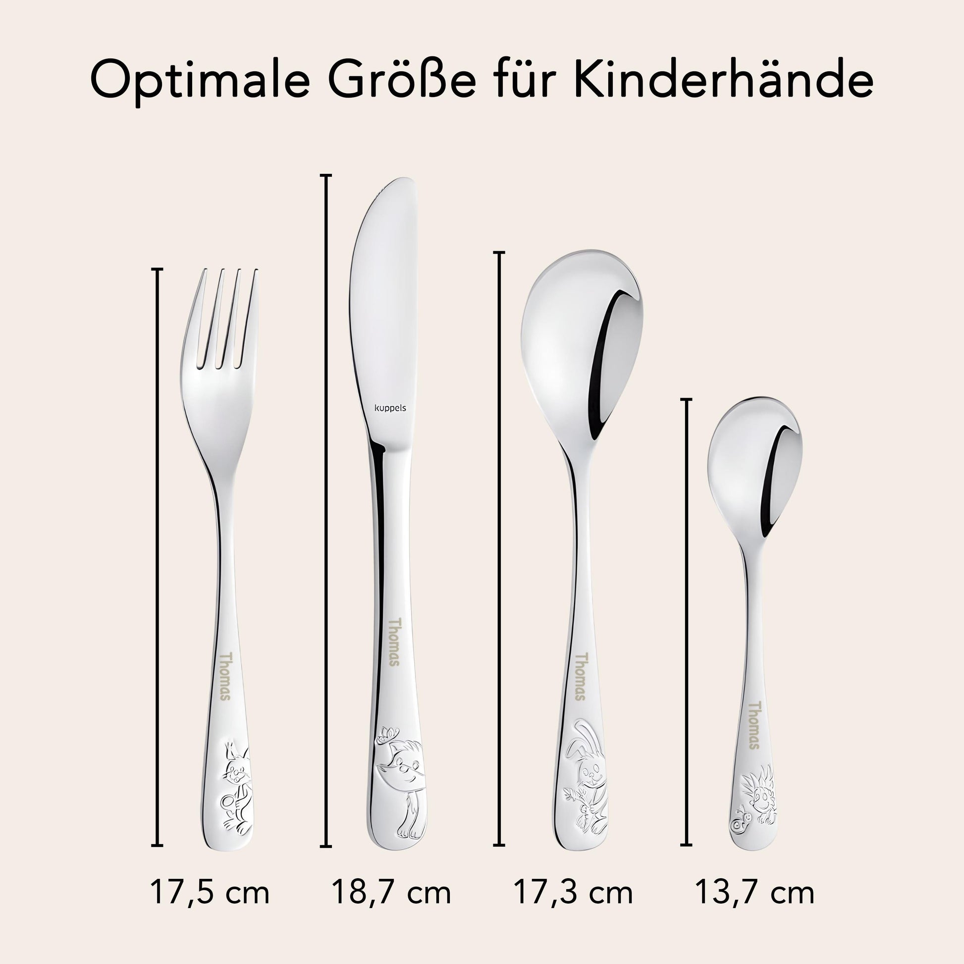 Kinderbesteck mit Gravur personalisiert Kinder Besteck Set ab 3 Jahre Taufgeschenke für Jungen Geschenk Geburtstag Kindergeschirr Waldtiere