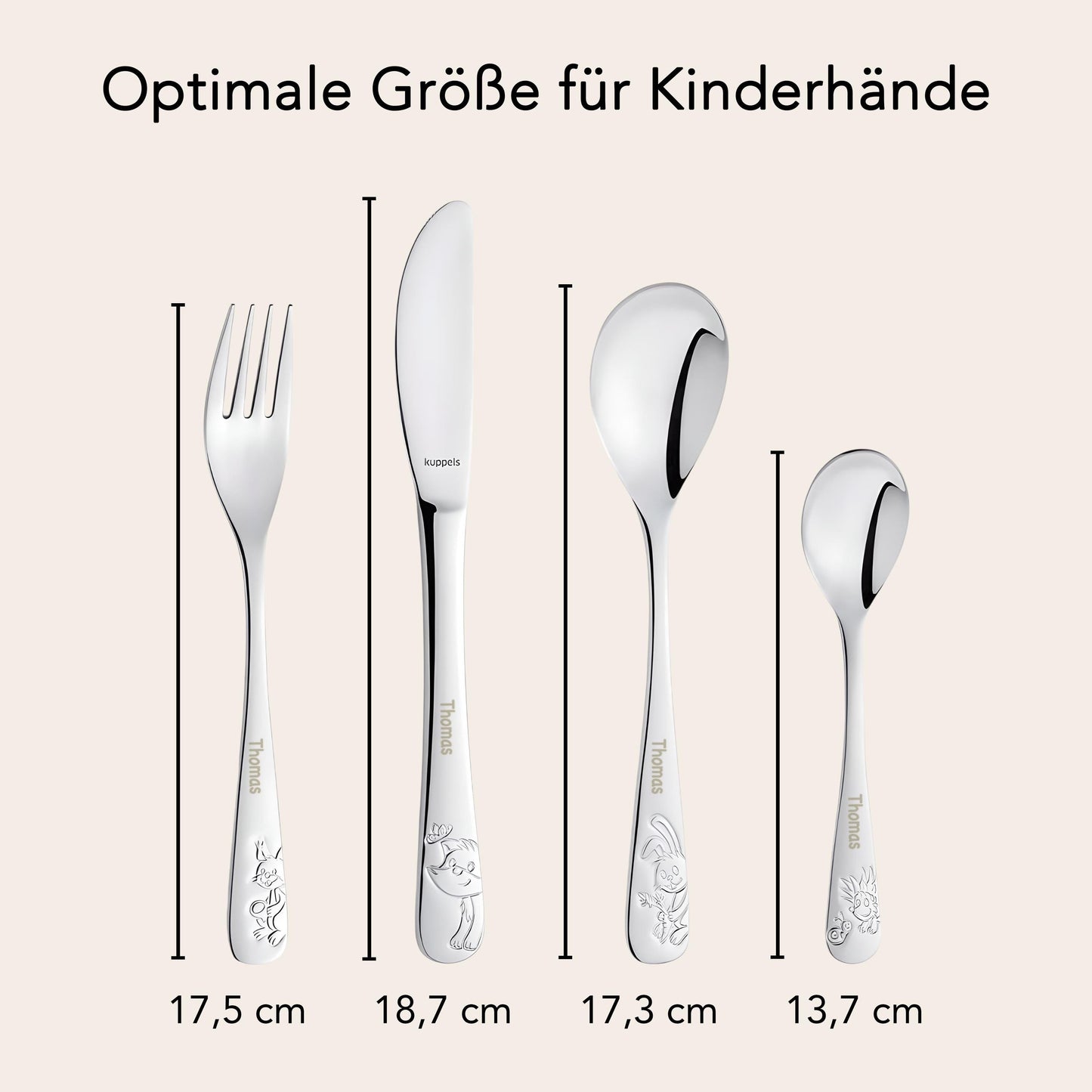 Kinderbesteck mit Gravur personalisiert Kinder Besteck Set ab 3 Jahre Taufgeschenke für Jungen Geschenk Geburtstag Kindergeschirr Waldtiere