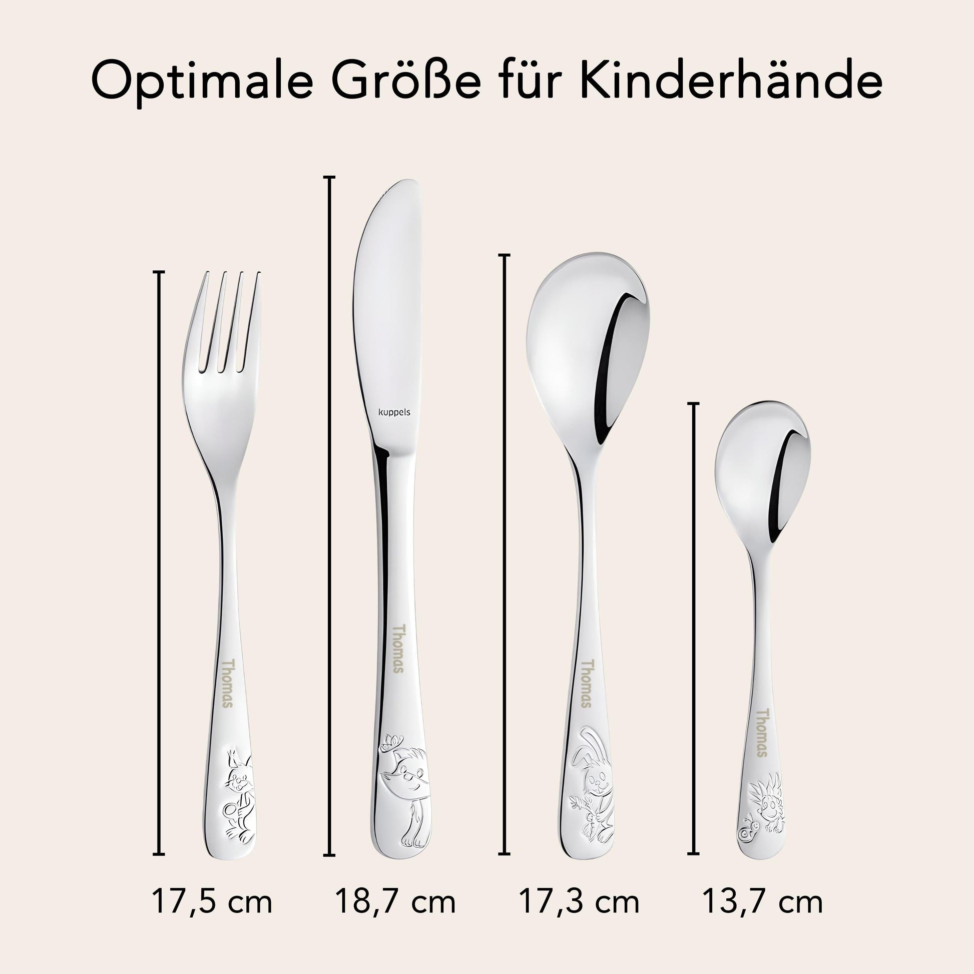 Kinderbesteck mit Gravur personalisiert Kinder Besteck Set ab 3 Jahre Taufgeschenke für Jungen Geschenk Geburtstag Kindergeschirr Waldtiere
