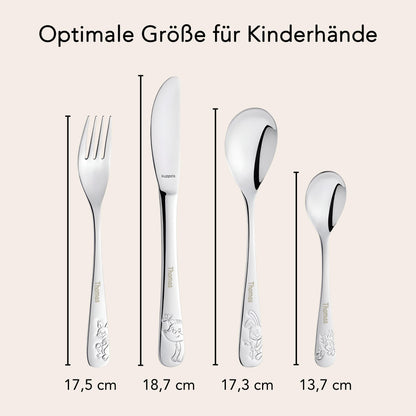 Kinderbesteck mit Gravur personalisiert Kinder Besteck Set ab 3 Jahre Taufgeschenke für Jungen Geschenk Geburtstag Kindergeschirr Waldtiere