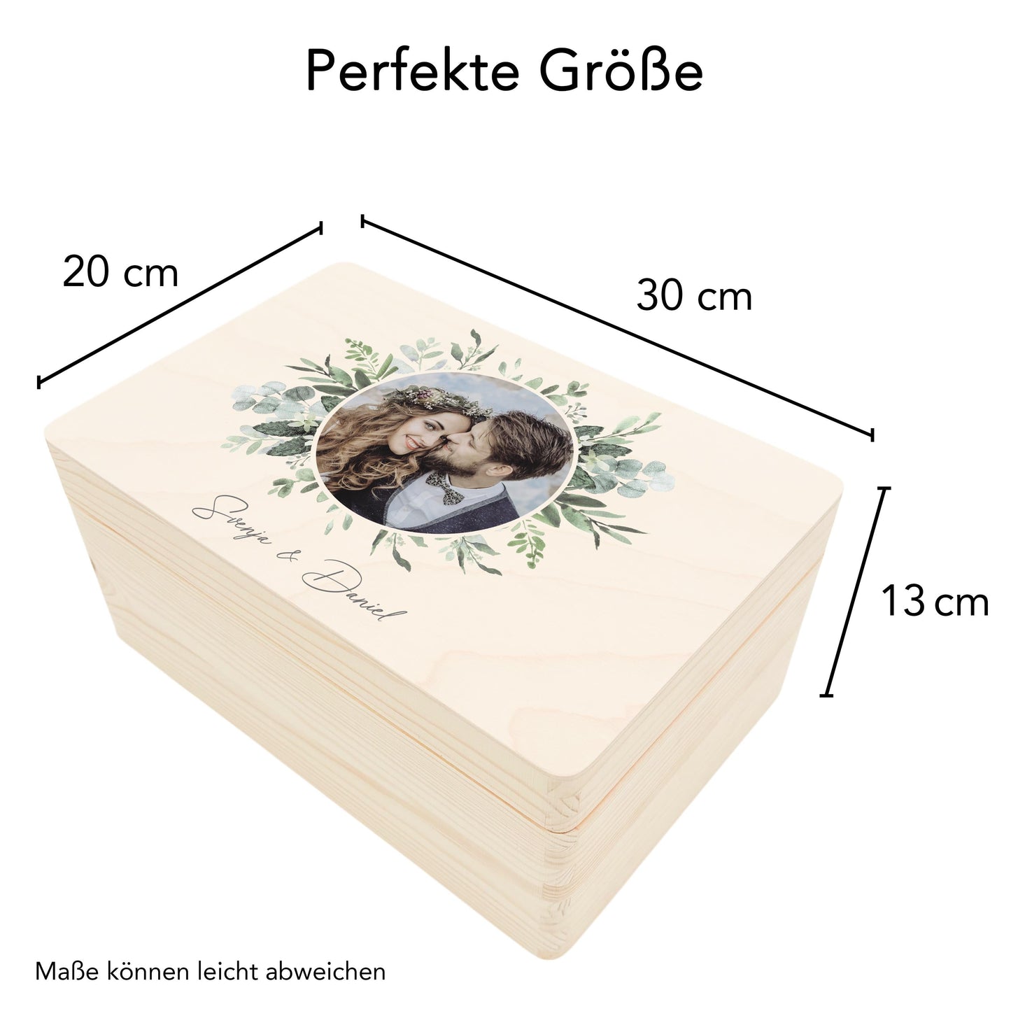 Erinnerungskiste Hochzeit personalisiertes Hochzeitsgeschenk für Brautpaar Fotogeschenk Holzkiste Geschenkkiste Geschenkbox 30x20x13 cm