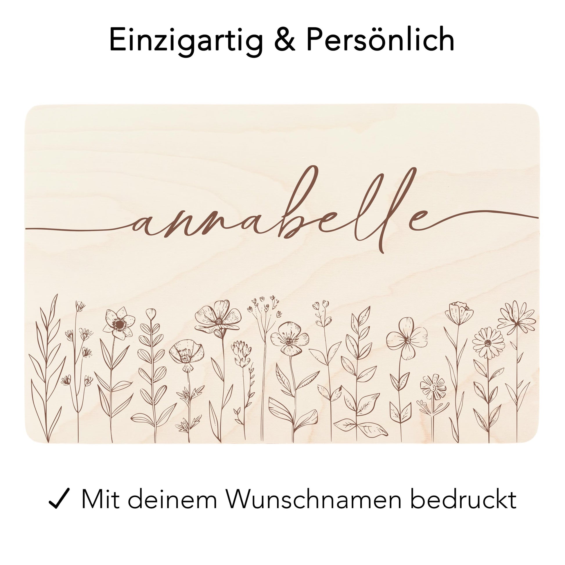 Erinnerungskiste Baby Mädchen Holzkiste personalisierte Erinnerungsbox Wildblumen Geschenk zur Geburt Geburtsgeschenk 30x20x13 cm