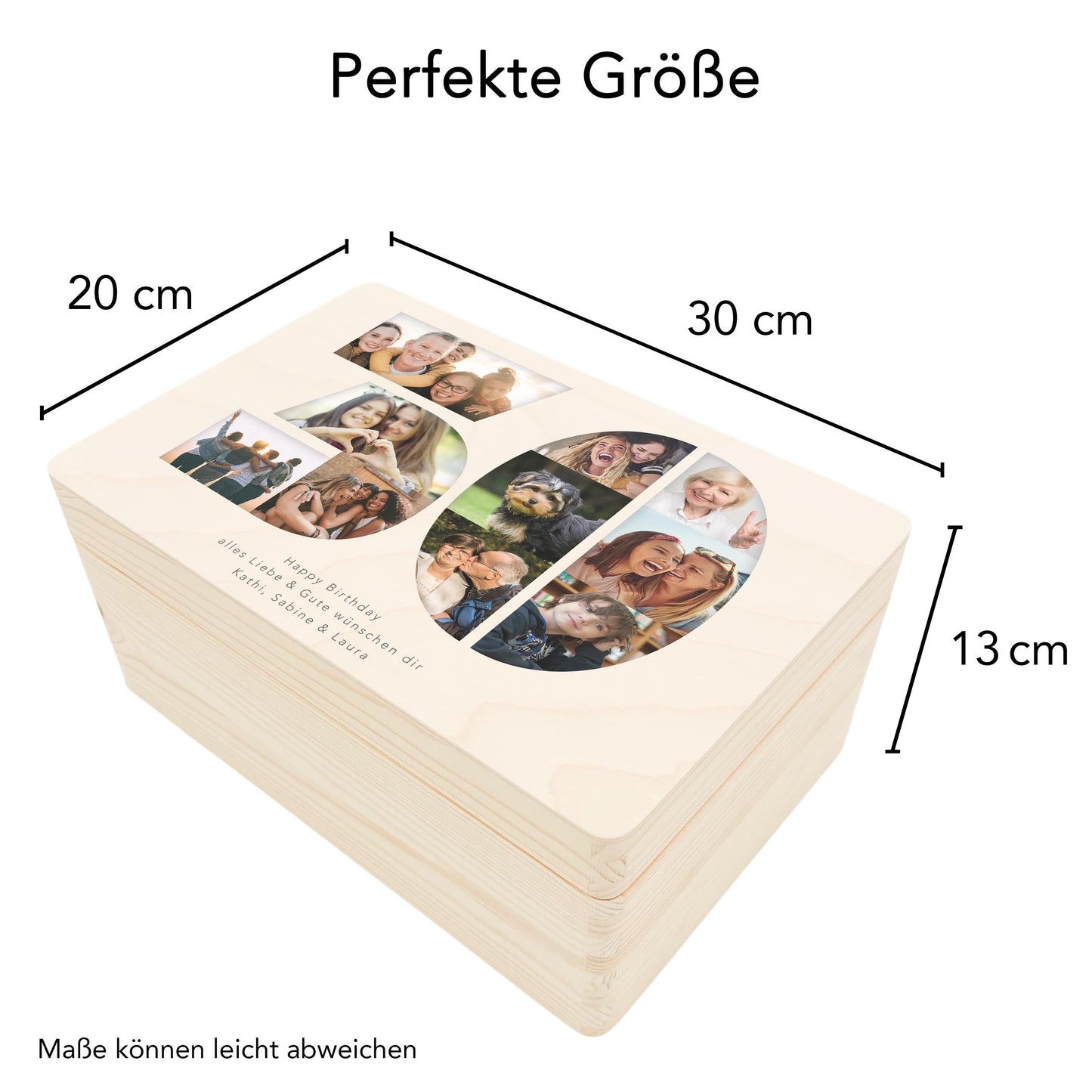 Holzkiste personalisiert 30. Geburtstag Geschenk Holzbox mit Fotocollage Geschenkbox mit Deckel Fotogeschenk Geburtstagsgeschenk 30x20x13 cm