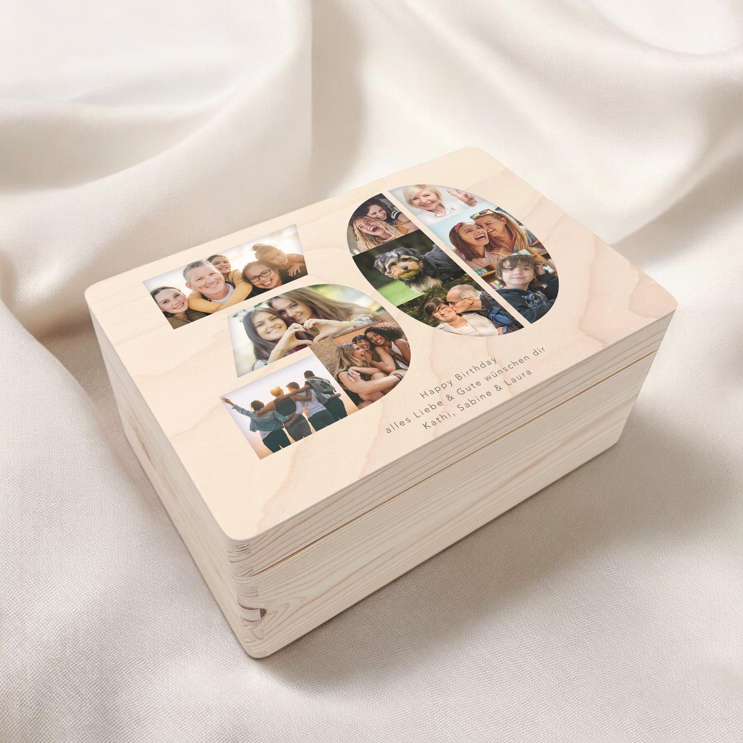Holzkiste personalisiert 30. Geburtstag Geschenk Holzbox mit Fotocollage Geschenkbox mit Deckel Fotogeschenk Geburtstagsgeschenk 30x20x13 cm