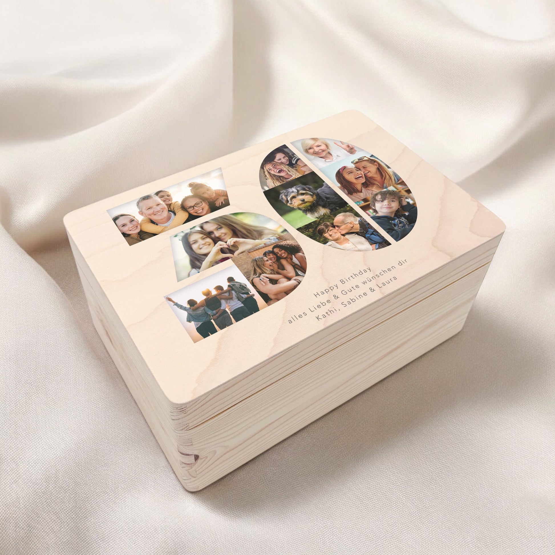 Holzkiste personalisiert 30. Geburtstag Geschenk Holzbox mit Fotocollage Geschenkbox mit Deckel Fotogeschenk Geburtstagsgeschenk 30x20x13 cm