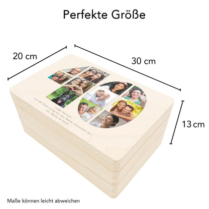 Holzkiste personalisiert 40. Geburtstag Geschenk Holzbox mit Fotocollage Geschenkbox mit Deckel Fotogeschenk Geburtstagsgeschenk 30x20x13 cm