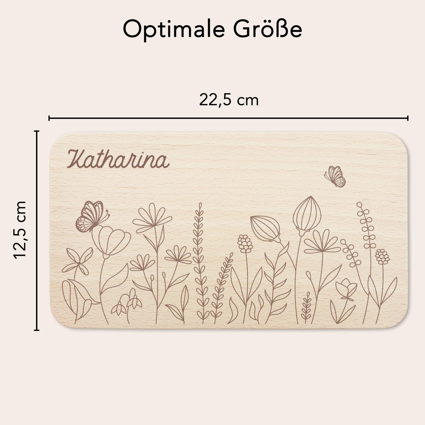 Frühstücksbrettchen Mädchen personalisiert Holzbrett für Kinder Holz Geschenk Baby Wildblumen Holzbrettchen Brettchen Frühstücksbrett