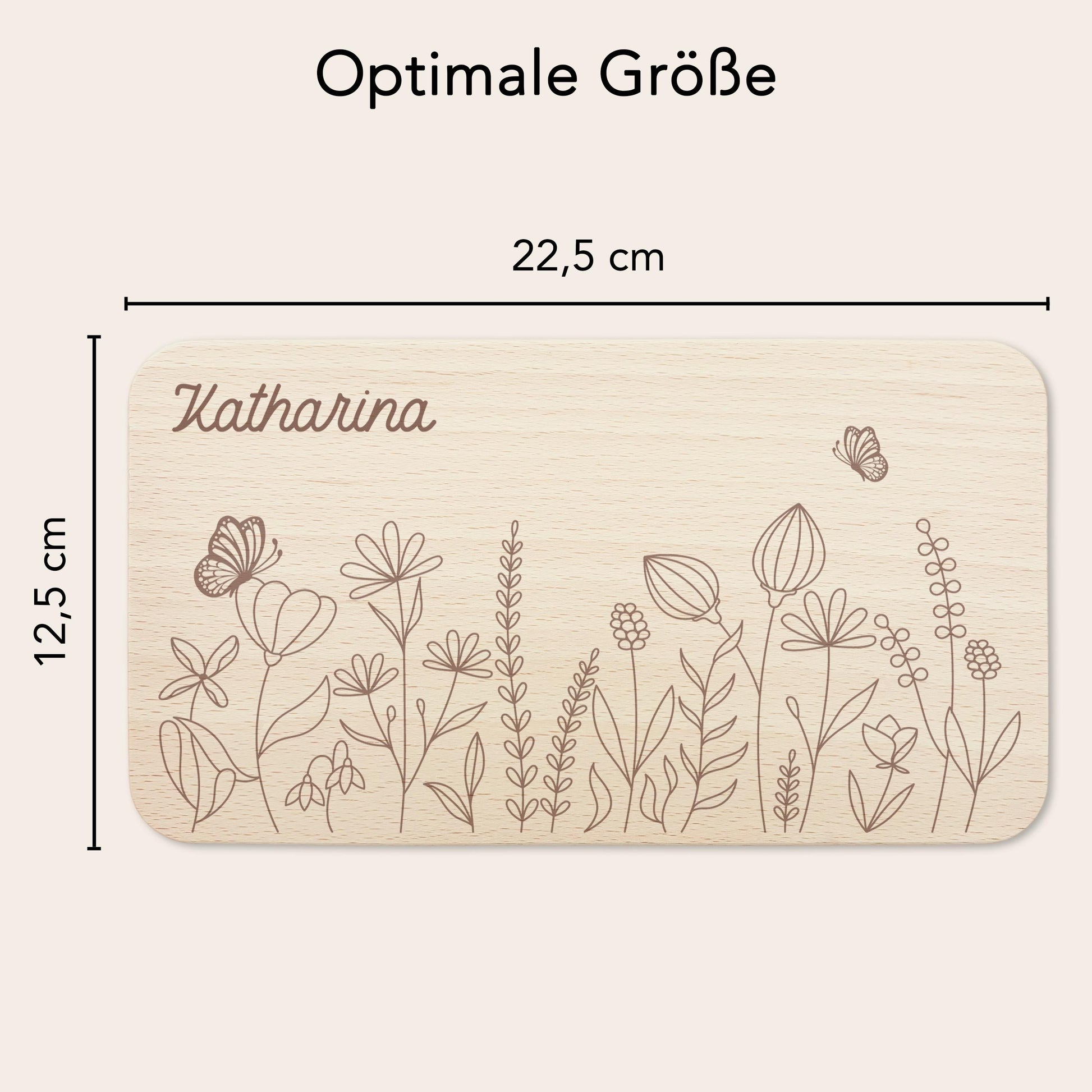 Frühstücksbrettchen Mädchen personalisiert Holzbrett für Kinder Holz Geschenk Baby Wildblumen Holzbrettchen Brettchen Frühstücksbrett