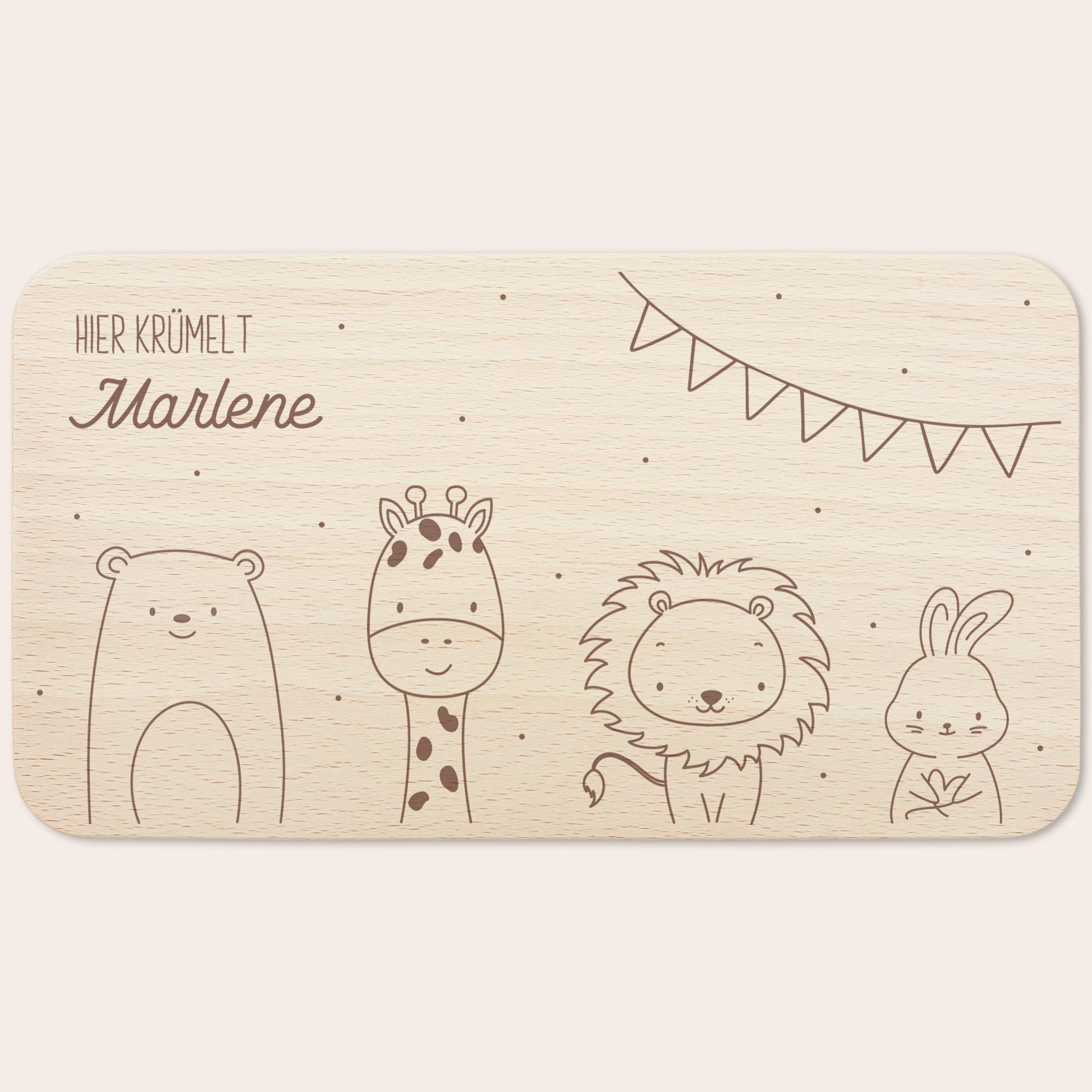 Frühstücksbrettchen personalisiert Hier krümelt Brettchen Holz Holzbrett für Kinder Geschenk Baby Geburtsgeschenk Frühstücksbrett mit Gravur