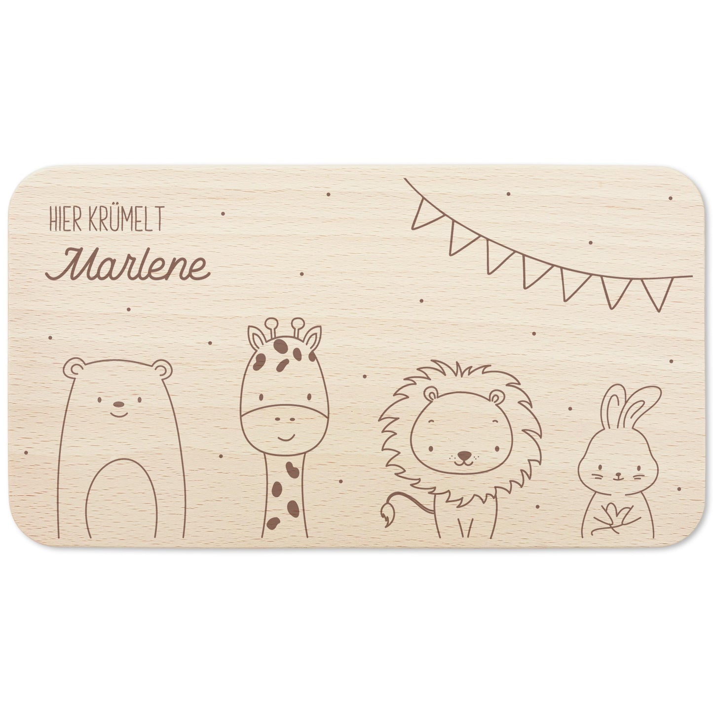 Frühstücksbrettchen personalisiert Hier krümelt Brettchen Holz Holzbrett für Kinder Geschenk Baby Geburtsgeschenk Frühstücksbrett mit Gravur