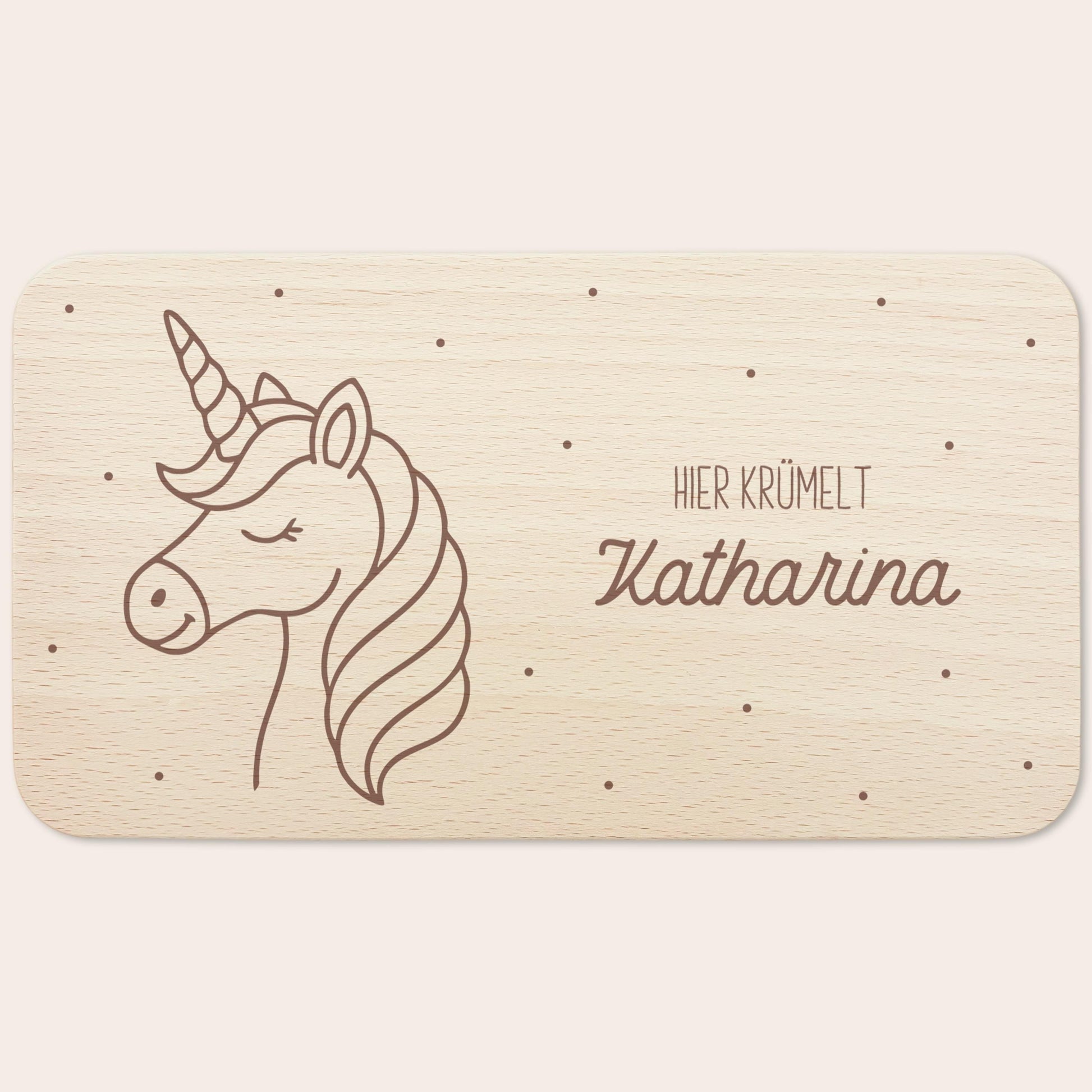 Einhorn Frühstücksbrettchen Holz personalisiert Hier krümelt Holzbrett für Mädchen Geschenk Baby Holzbrettchen Brettchen Frühstücksbrett