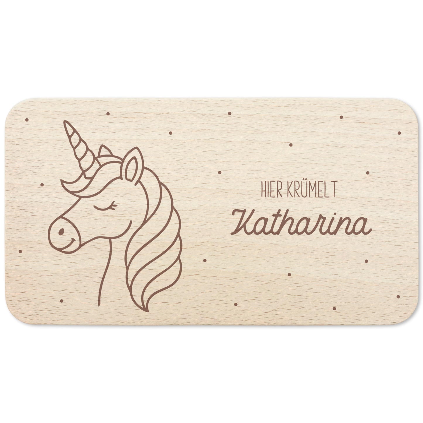 Einhorn Frühstücksbrettchen Holz personalisiert Hier krümelt Holzbrett für Mädchen Geschenk Baby Holzbrettchen Brettchen Frühstücksbrett