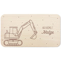 Frühstücksbrettchen Bagger Holz personalisiert Holzbrett für Jungen Geschenk Baby Holzbrettchen Brettchen Frühstücksbrett mit Gravur