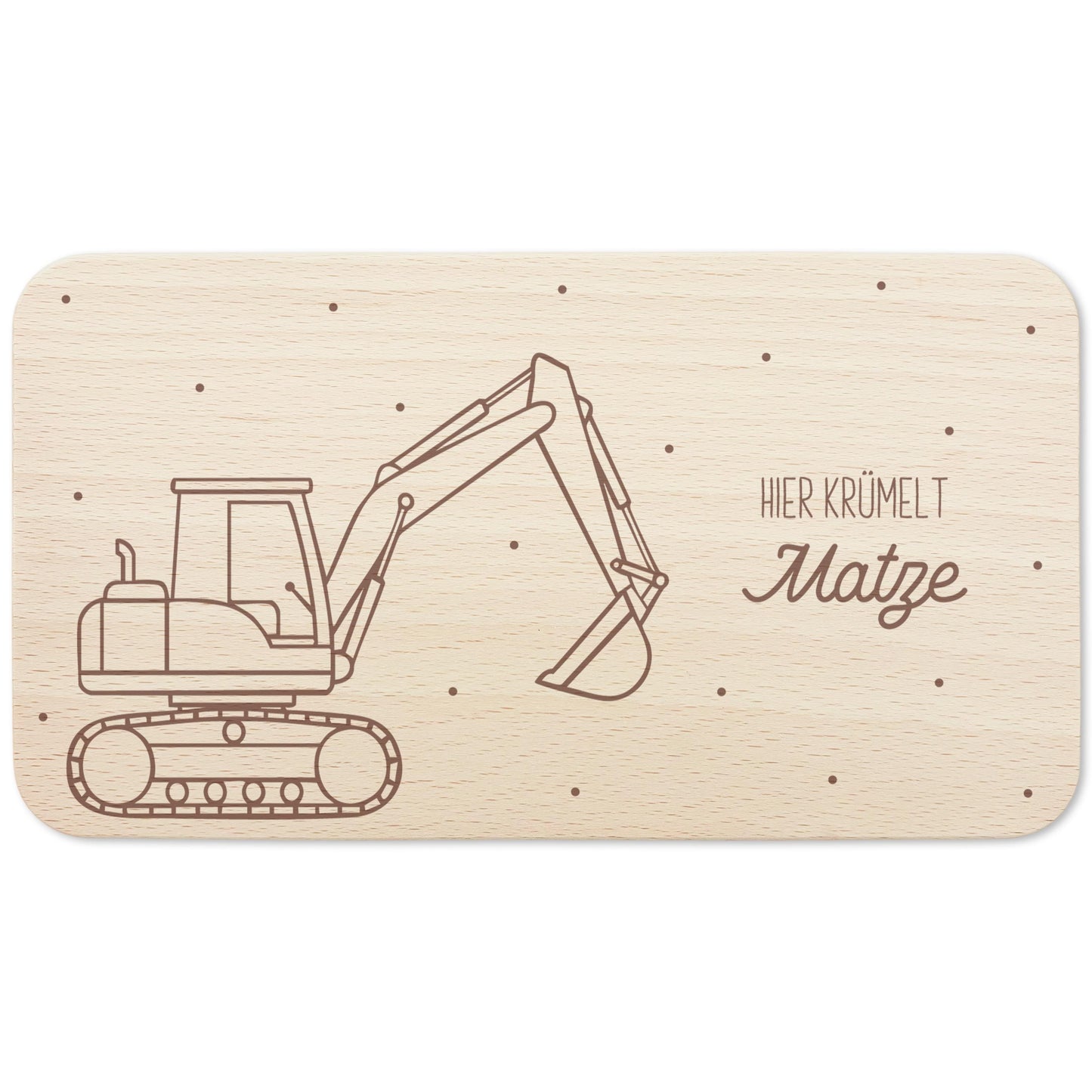 Frühstücksbrettchen Bagger Holz personalisiert Holzbrett für Jungen Geschenk Baby Holzbrettchen Brettchen Frühstücksbrett mit Gravur