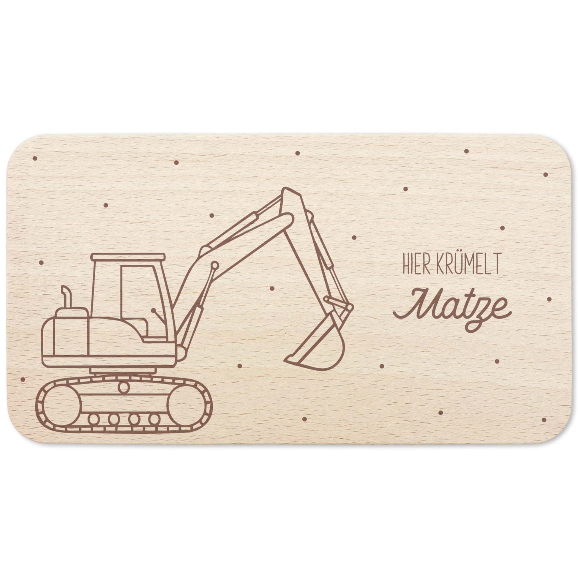 Frühstücksbrettchen Bagger Holz personalisiert Holzbrett für Jungen Geschenk Baby Holzbrettchen Brettchen Frühstücksbrett mit Gravur