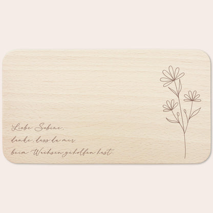 Frühstücksbrettchen personalisiert "Danke dass du mir beim Wachsen geholfen hast" Abschiedsgeschenk Erzieherin Geschenk Dankeschön