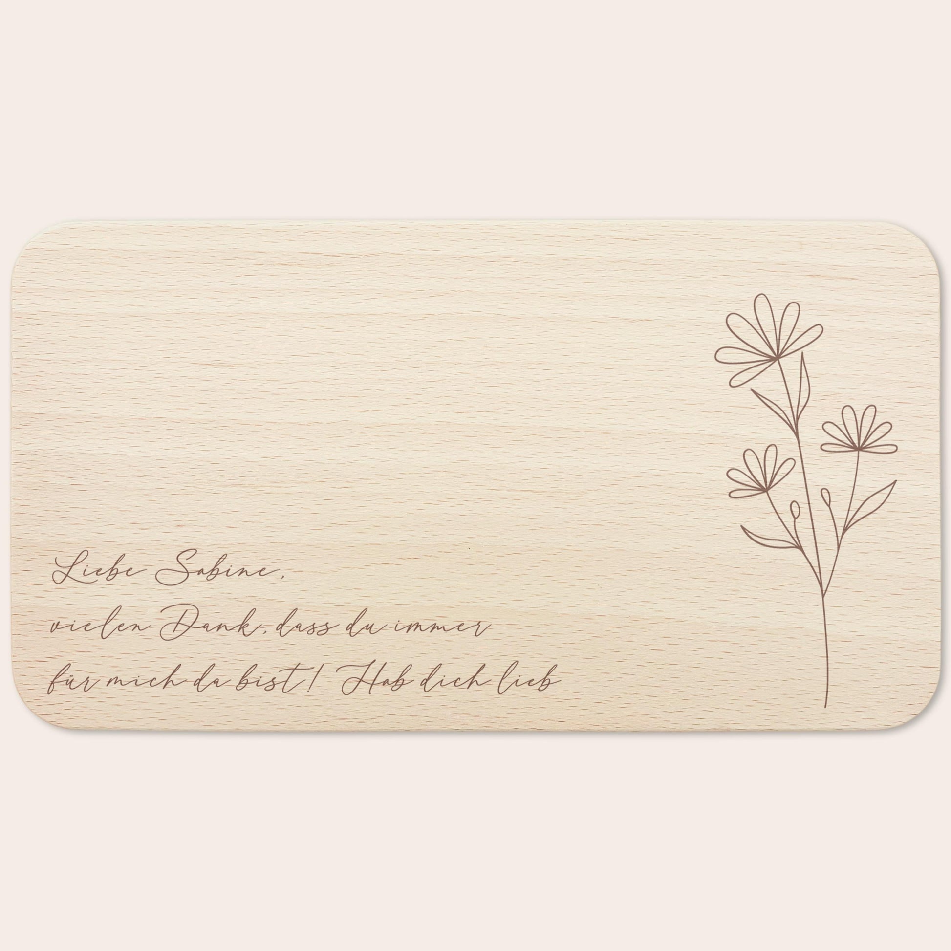 Frühstücksbrettchen personalisiert Holz mit Text Holzbrett Geschenk Wildblumen Holzbrettchen Brettchen Frühstücksbrett mit Gravur