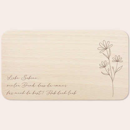 Frühstücksbrettchen personalisiert Holz mit Text Holzbrett Geschenk Wildblumen Holzbrettchen Brettchen Frühstücksbrett mit Gravur