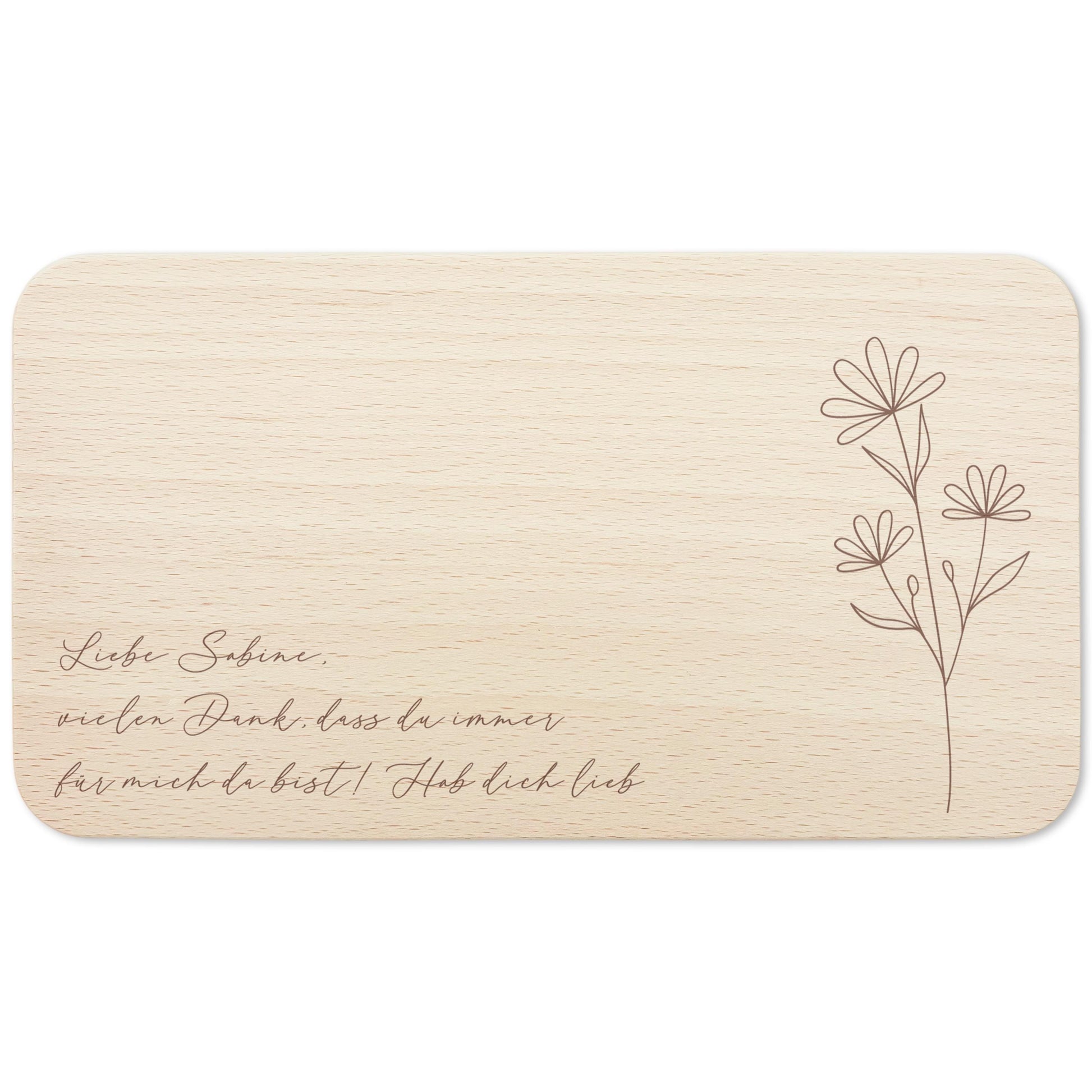 Frühstücksbrettchen personalisiert Holz mit Text Holzbrett Geschenk Wildblumen Holzbrettchen Brettchen Frühstücksbrett mit Gravur