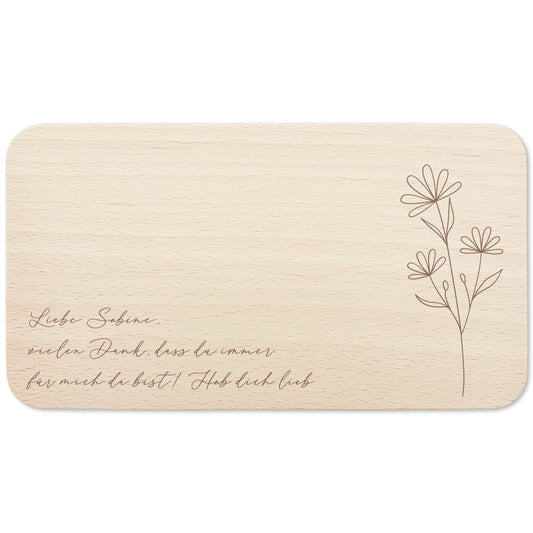 Frühstücksbrettchen personalisiert Holz mit Text Holzbrett Geschenk Wildblumen Holzbrettchen Brettchen Frühstücksbrett mit Gravur