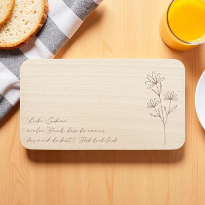 Frühstücksbrettchen personalisiert Holz mit Text Holzbrett Geschenk Wildblumen Holzbrettchen Brettchen Frühstücksbrett mit Gravur