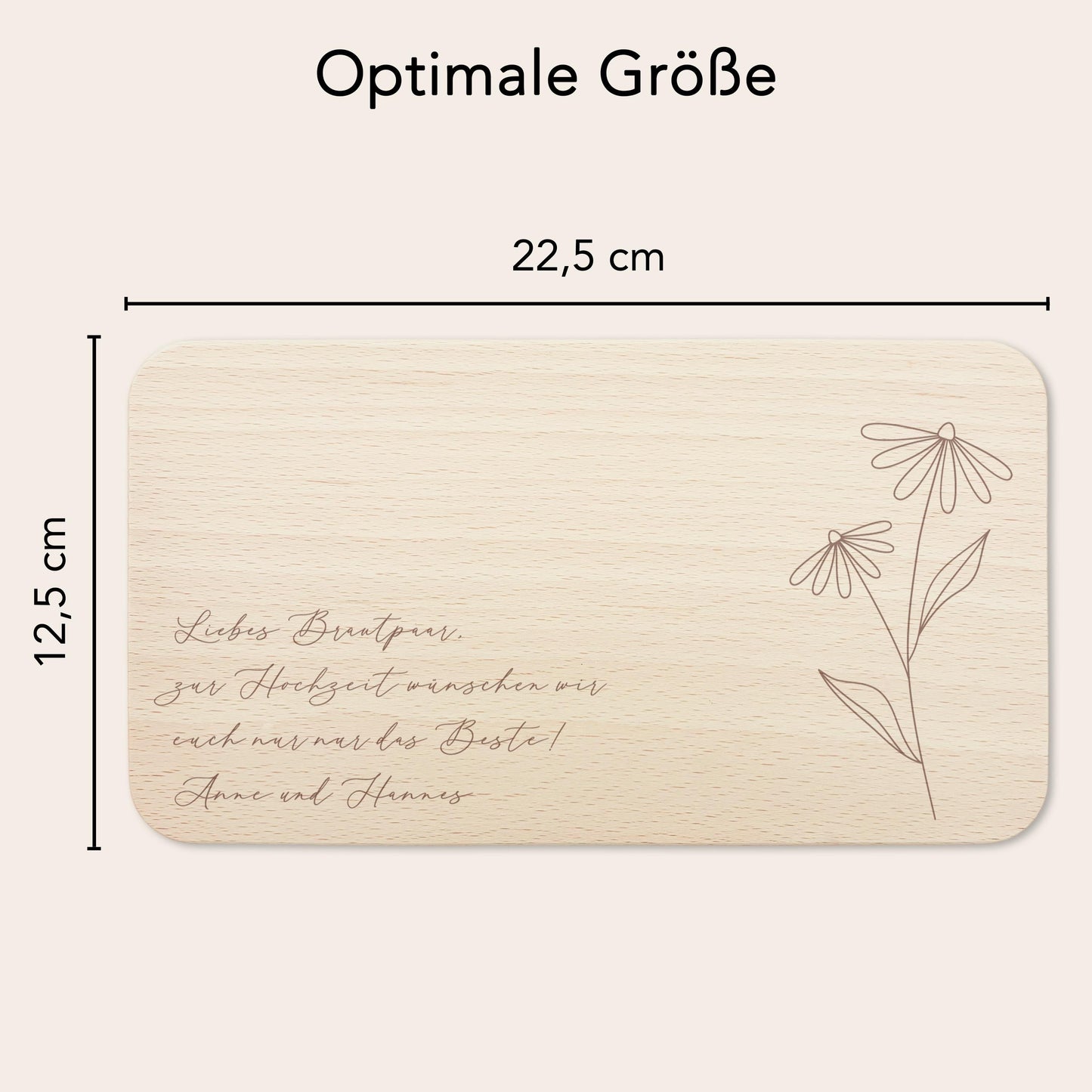 Frühstücksbrettchen personalisiert Holz mit Text Holzbrett Geschenk Wildblumen Holzbrettchen Brettchen Frühstücksbrett mit Gravur