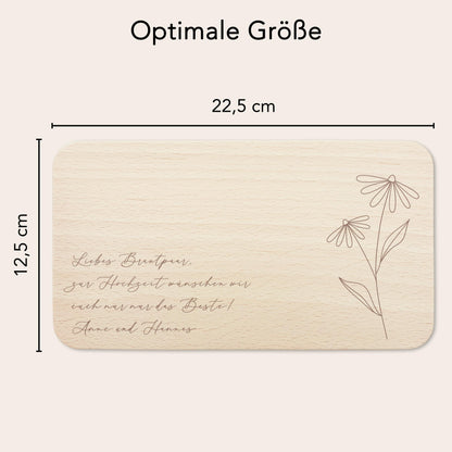 Frühstücksbrettchen personalisiert Holz mit Text Holzbrett Geschenk Wildblumen Holzbrettchen Brettchen Frühstücksbrett mit Gravur
