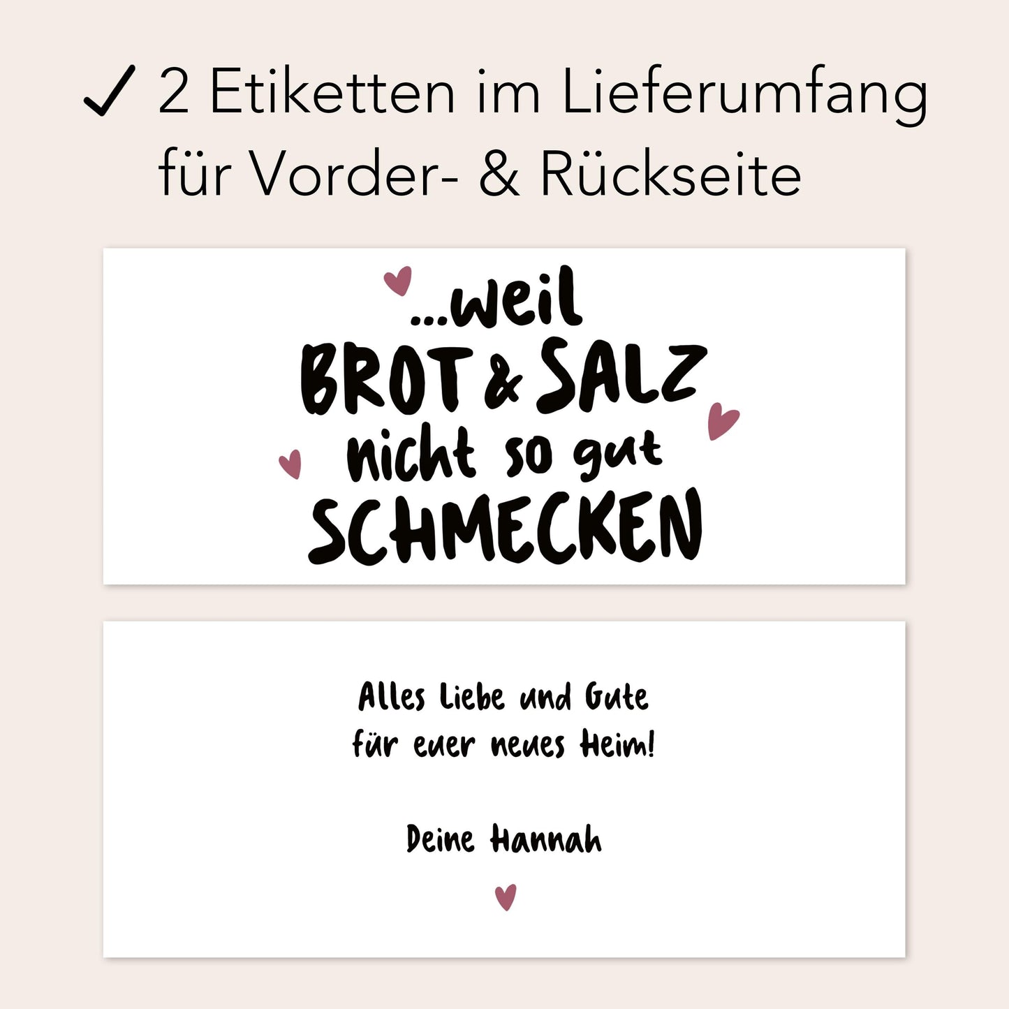 Brot und Salz Geschenk zum Einzug personalisiert Schokoaufstrich Etiketten für z.B. Nutella Einzugsgeschenk Haus Wohnung | 2 Stück