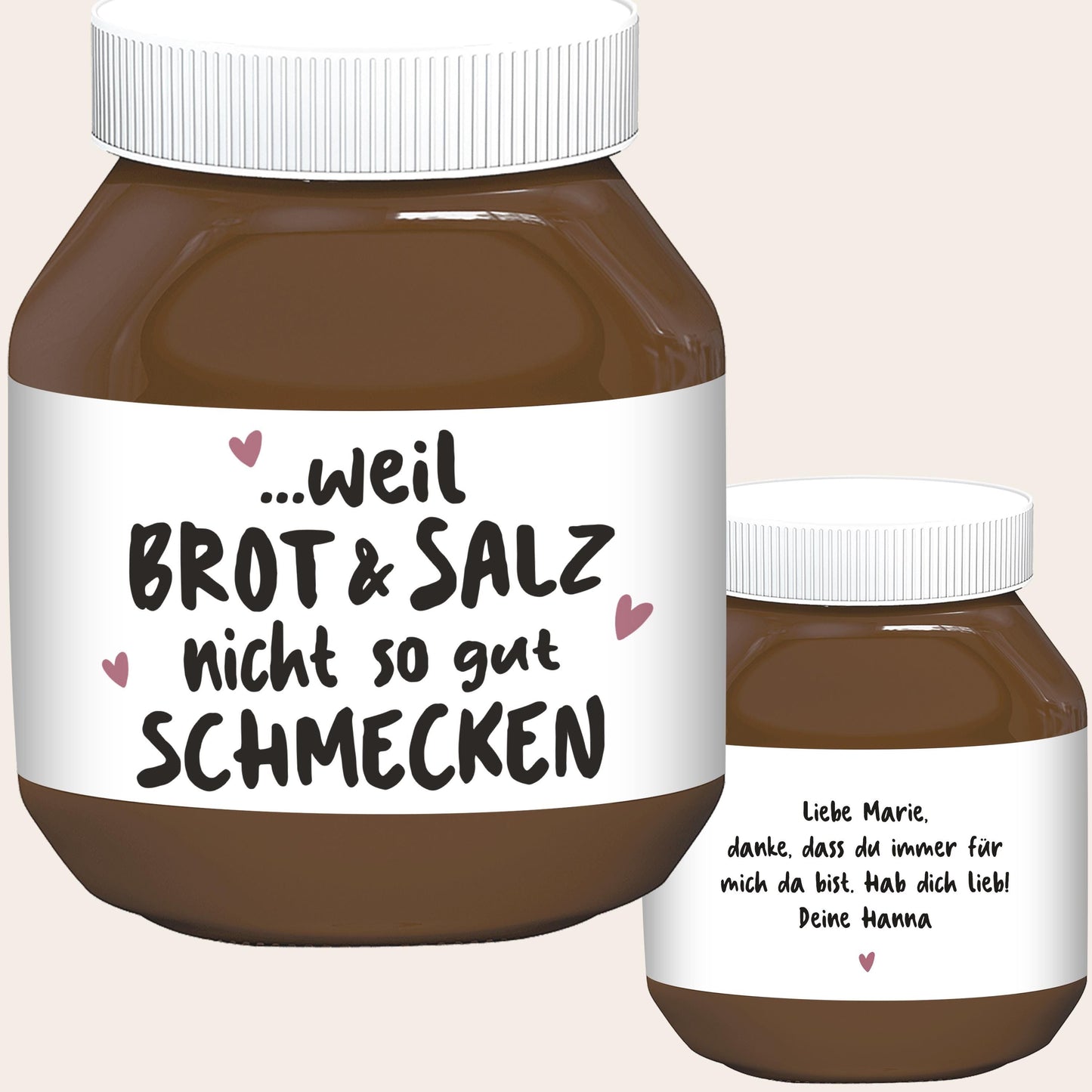 Brot und Salz Geschenk zum Einzug personalisiert Schokoaufstrich Etiketten für z.B. Nutella Einzugsgeschenk Haus Wohnung | 2 Stück
