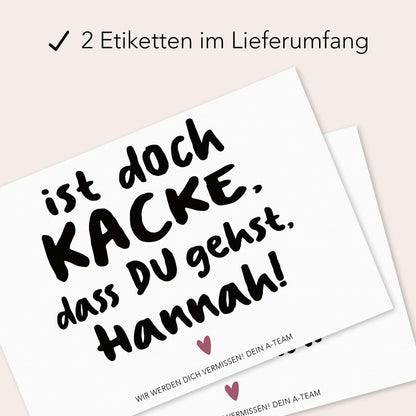 Abschiedsgeschenk Jobwechsel Kollegin Sektetiketten personalisiert Kollege Abschied Geschenk Sektflasche Flaschenetiketten 2 Stk. | 9x13 cm