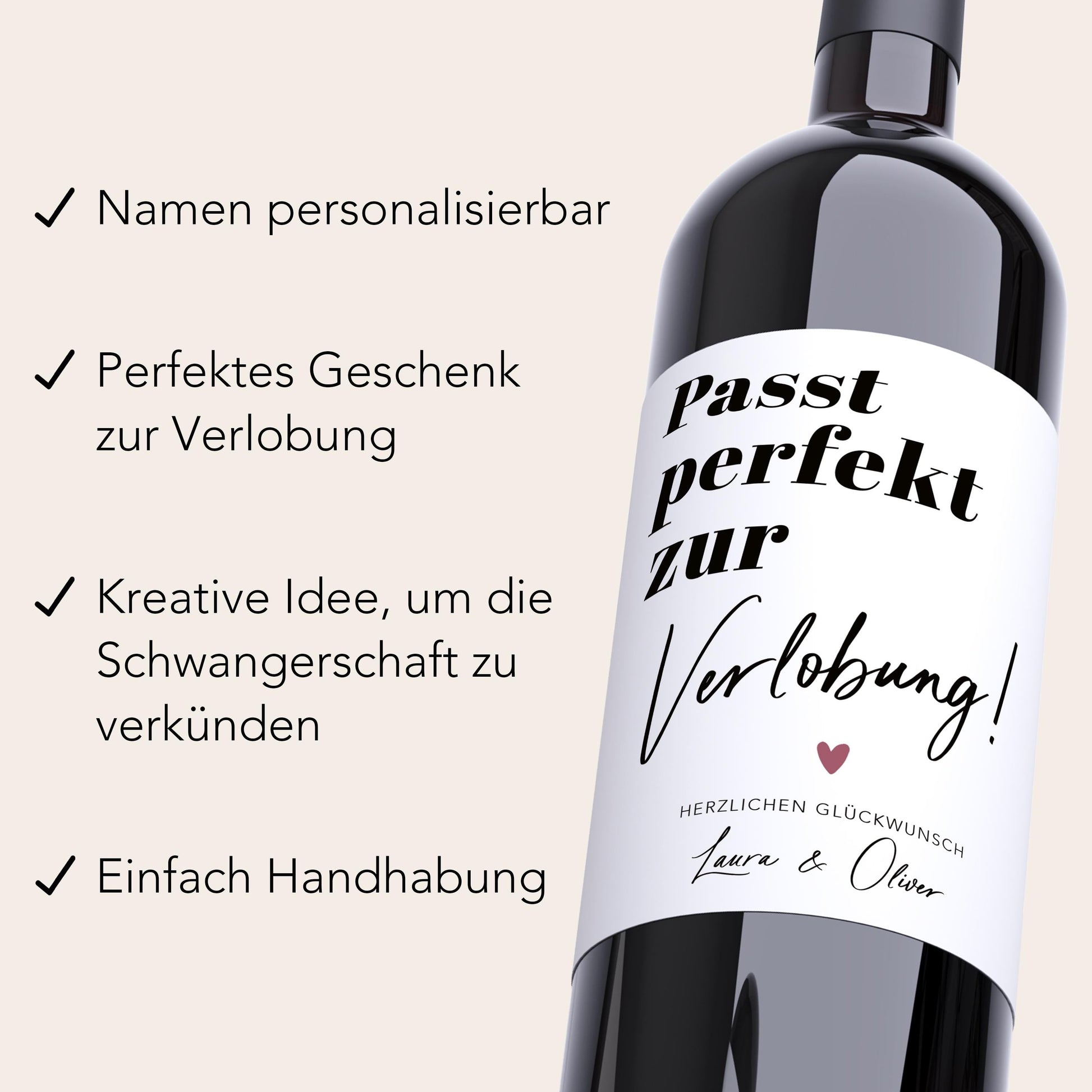 Verlobungsgeschenk Weinetiketten personalisiert Geschenk Verlobung Hochzeitsplanung Flaschenetiketten Wein Etiketten 2 Stück | 10x12 cm