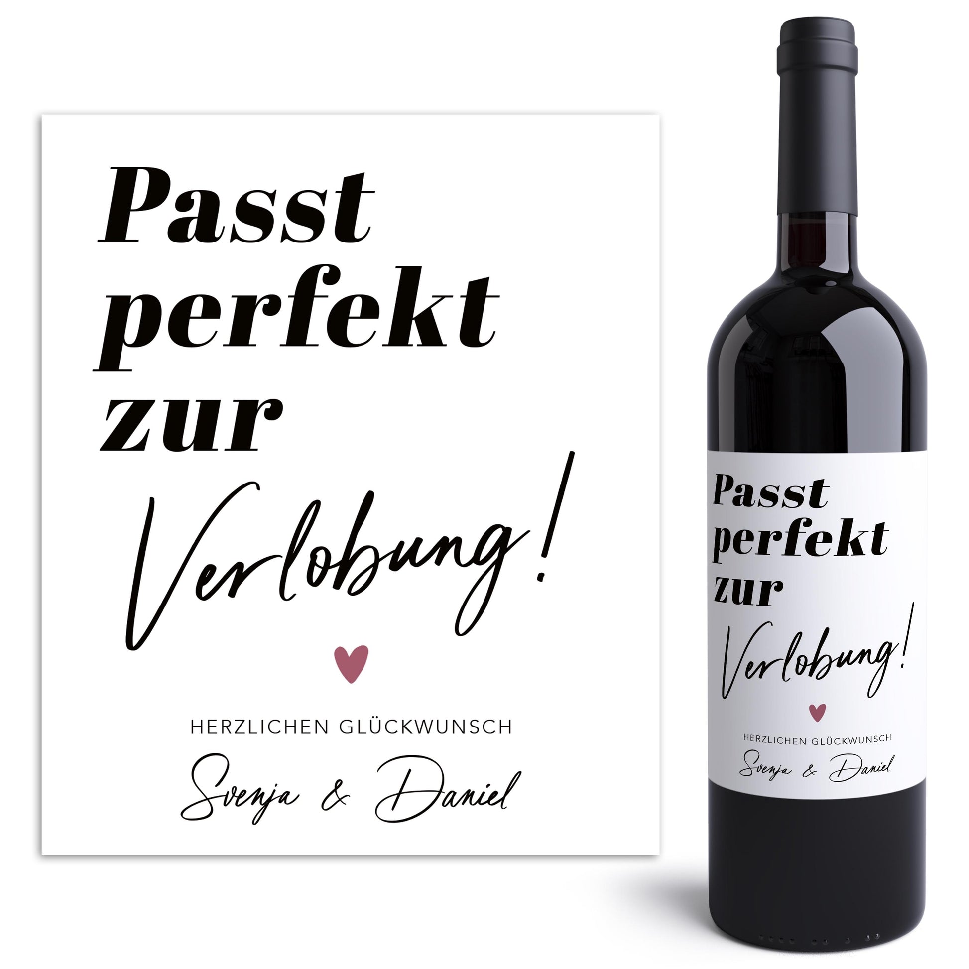 Verlobungsgeschenk Weinetiketten personalisiert Geschenk Verlobung Hochzeitsplanung Flaschenetiketten Wein Etiketten 2 Stück | 10x12 cm