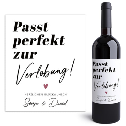 Verlobungsgeschenk Weinetiketten personalisiert Geschenk Verlobung Hochzeitsplanung Flaschenetiketten Wein Etiketten 2 Stück | 10x12 cm