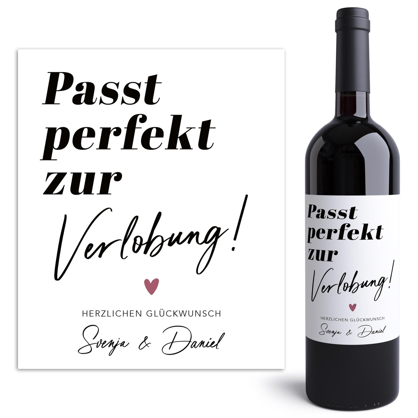 Verlobungsgeschenk Weinetiketten personalisiert Geschenk Verlobung Hochzeitsplanung Flaschenetiketten Wein Etiketten 2 Stück | 10x12 cm
