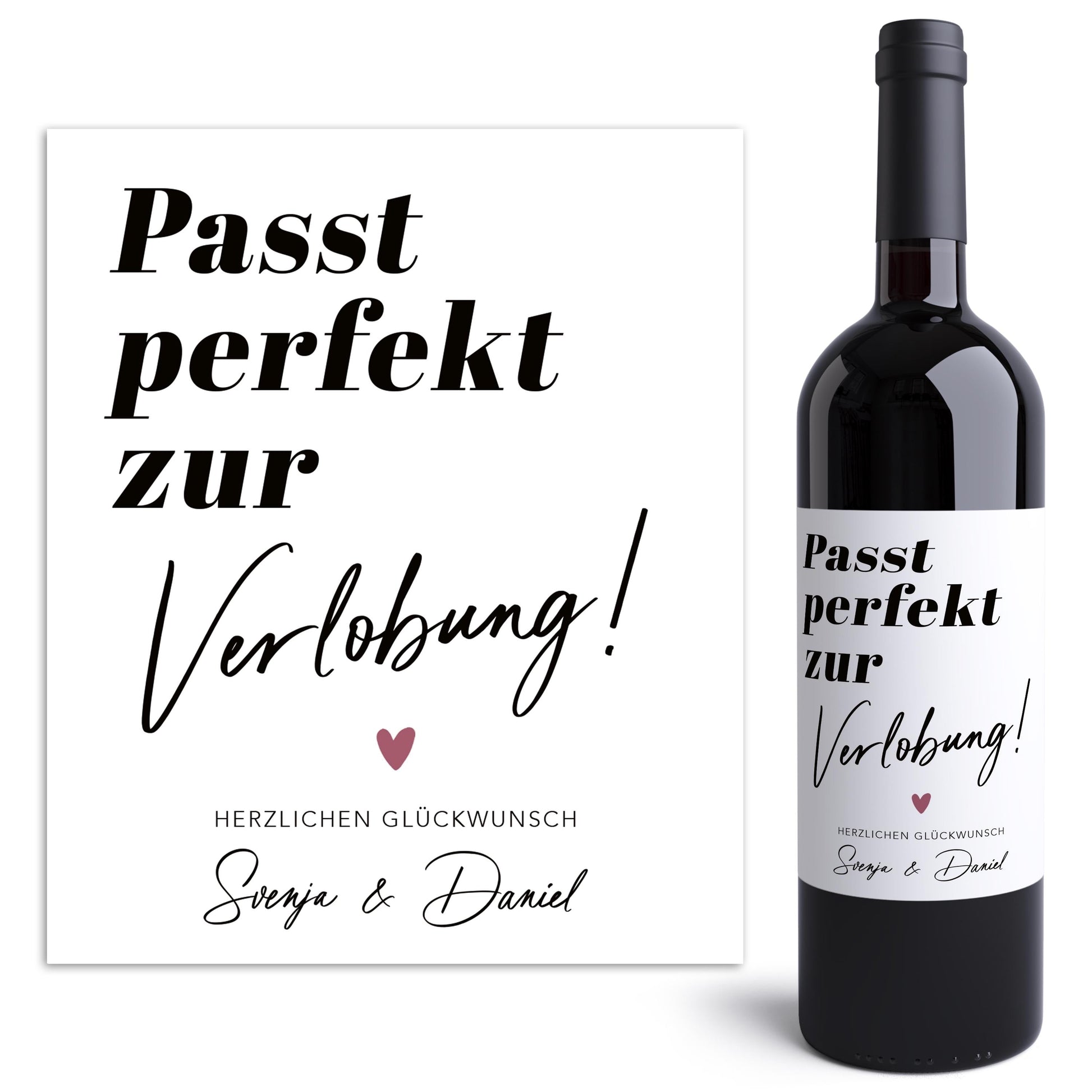 Verlobungsgeschenk Weinetiketten personalisiert Geschenk Verlobung Hochzeitsplanung Flaschenetiketten Wein Etiketten 2 Stück | 10x12 cm