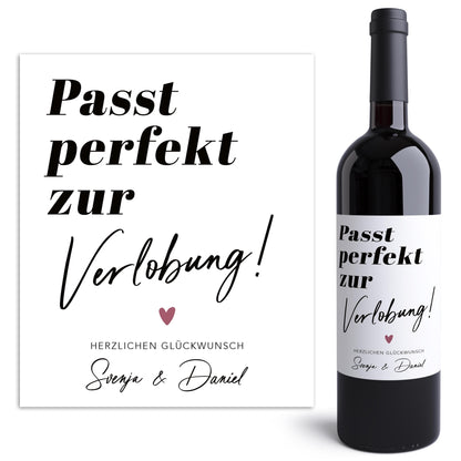 Verlobungsgeschenk Weinetiketten personalisiert Geschenk Verlobung Hochzeitsplanung Flaschenetiketten Wein Etiketten 2 Stück | 10x12 cm