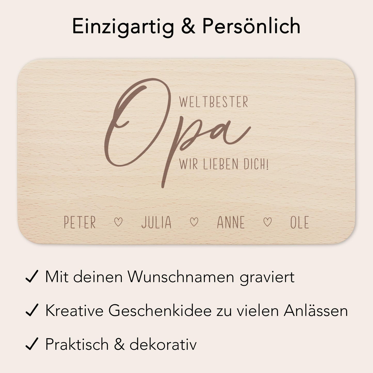 Frühstücksbrettchen Holz Opa Frühstücksbrett personalisiert Brettchen Vatertagsgeschenk Vatertag Geschenk Großvater Holzbrett mit Gravur