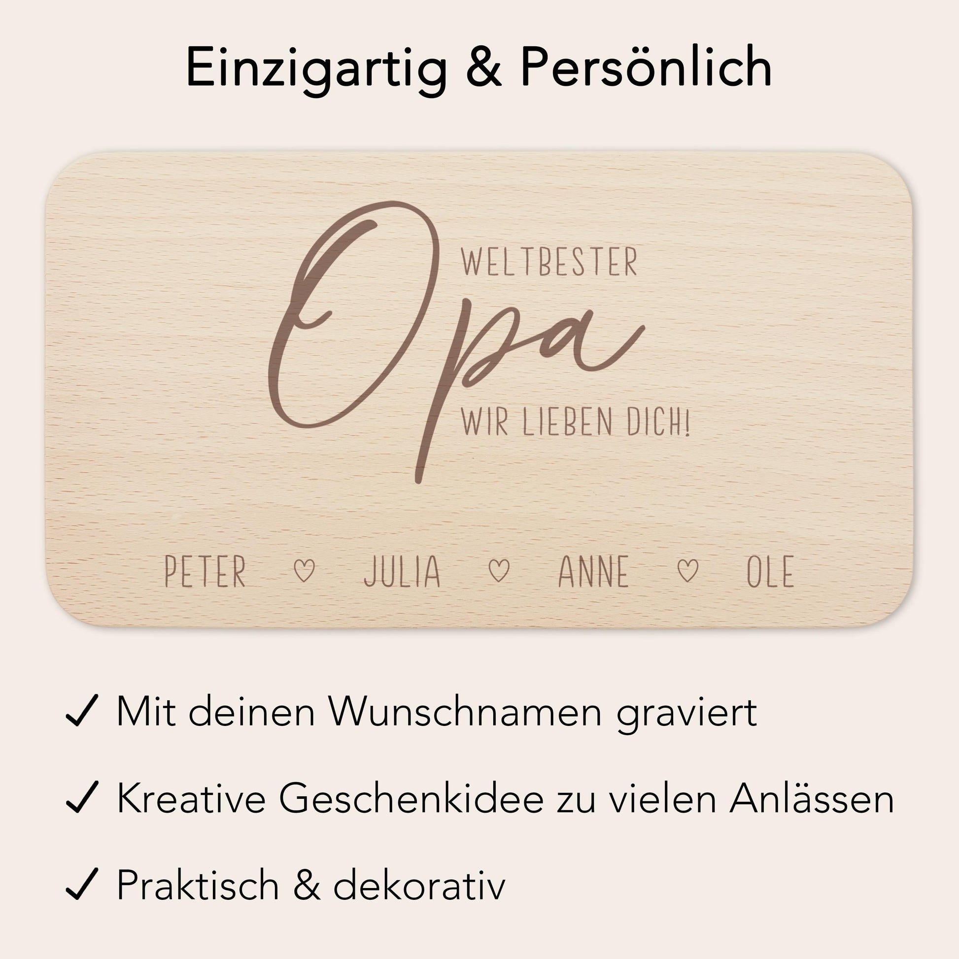 Frühstücksbrettchen Holz Opa Frühstücksbrett personalisiert Brettchen Vatertagsgeschenk Vatertag Geschenk Großvater Holzbrett mit Gravur