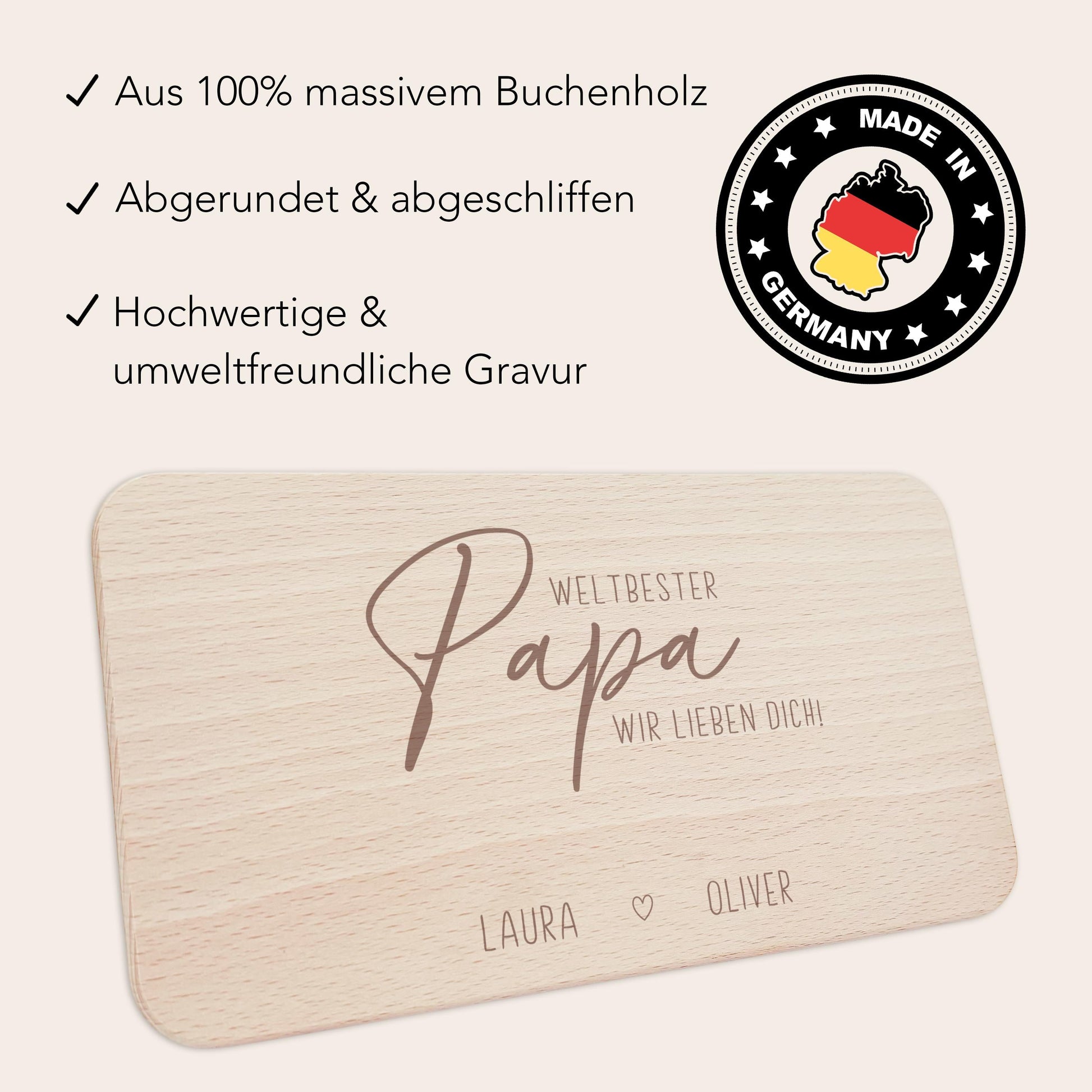 Frühstücksbrettchen Holz Papa Frühstücksbrett personalisiert Brettchen Vatertagsgeschenk Vatertag Geschenk Großvater Holzbrett mit Gravur