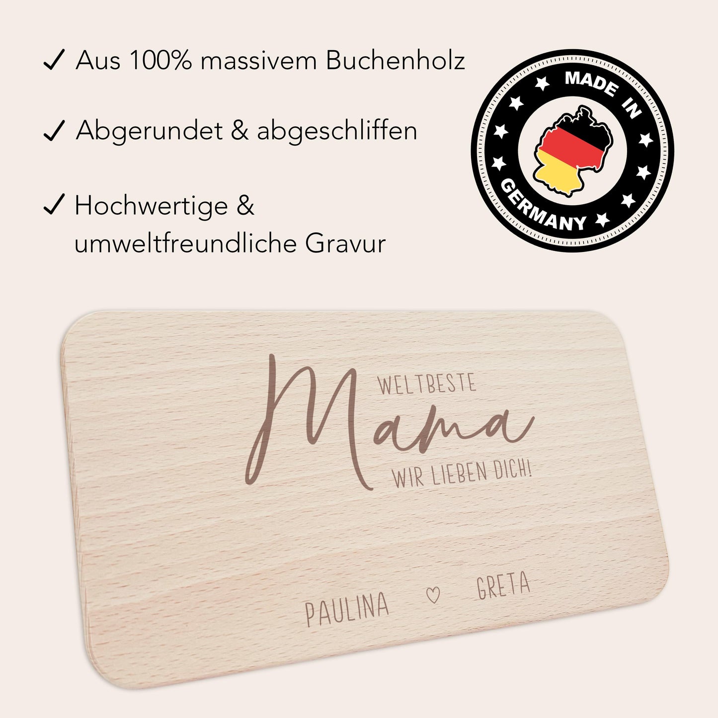 Frühstücksbrettchen Holz Mama Frühstücksbrett personalisiert Brettchen Muttertagsgeschenk Muttertag Geschenk Großmutter Holzbrett mit Gravur