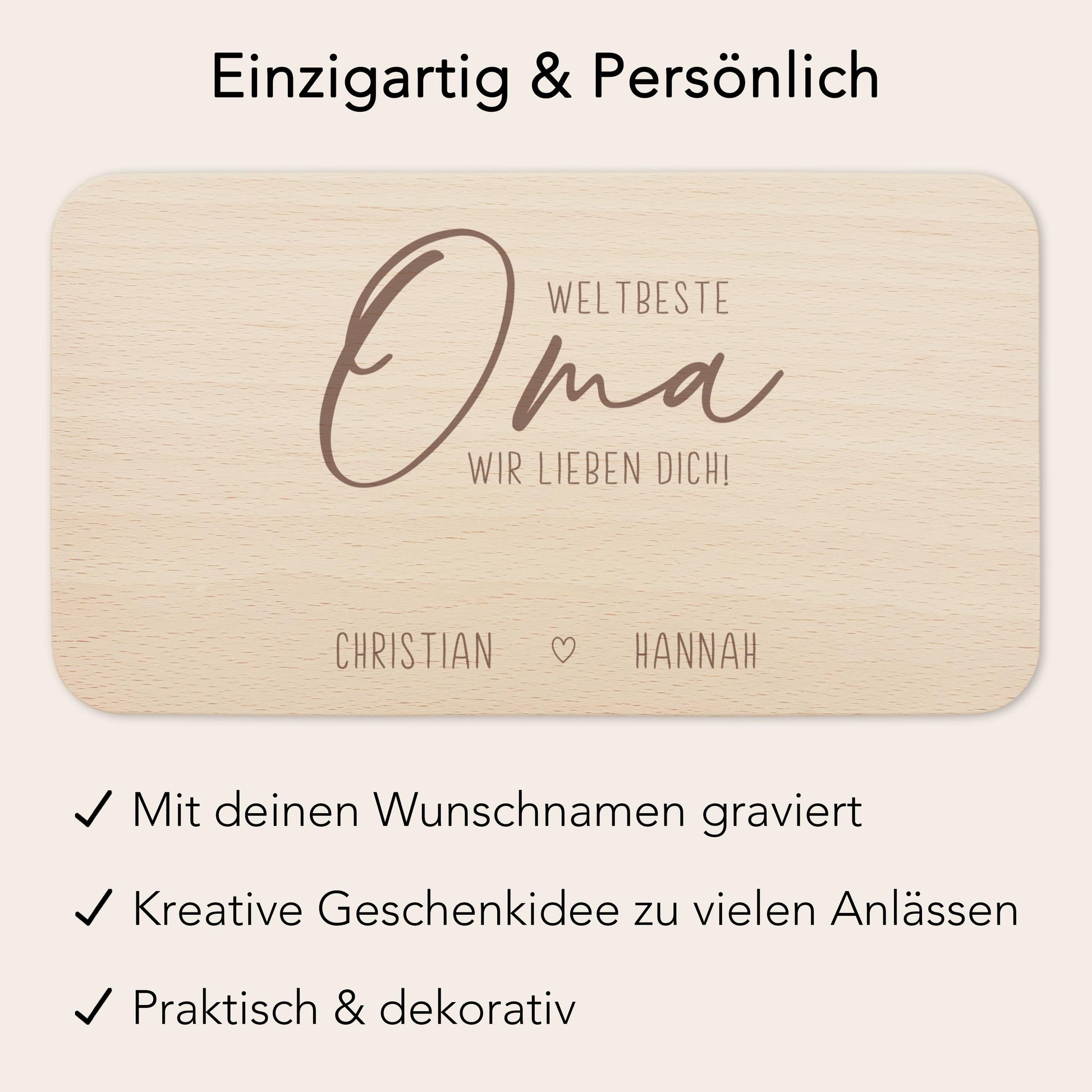 Frühstücksbrettchen Holz Oma Frühstücksbrett personalisiert Brettchen Muttertagsgeschenk Muttertag Geschenk Großmutter Holzbrett mit Gravur