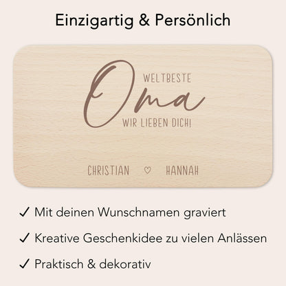 Frühstücksbrettchen Holz Oma Frühstücksbrett personalisiert Brettchen Muttertagsgeschenk Muttertag Geschenk Großmutter Holzbrett mit Gravur