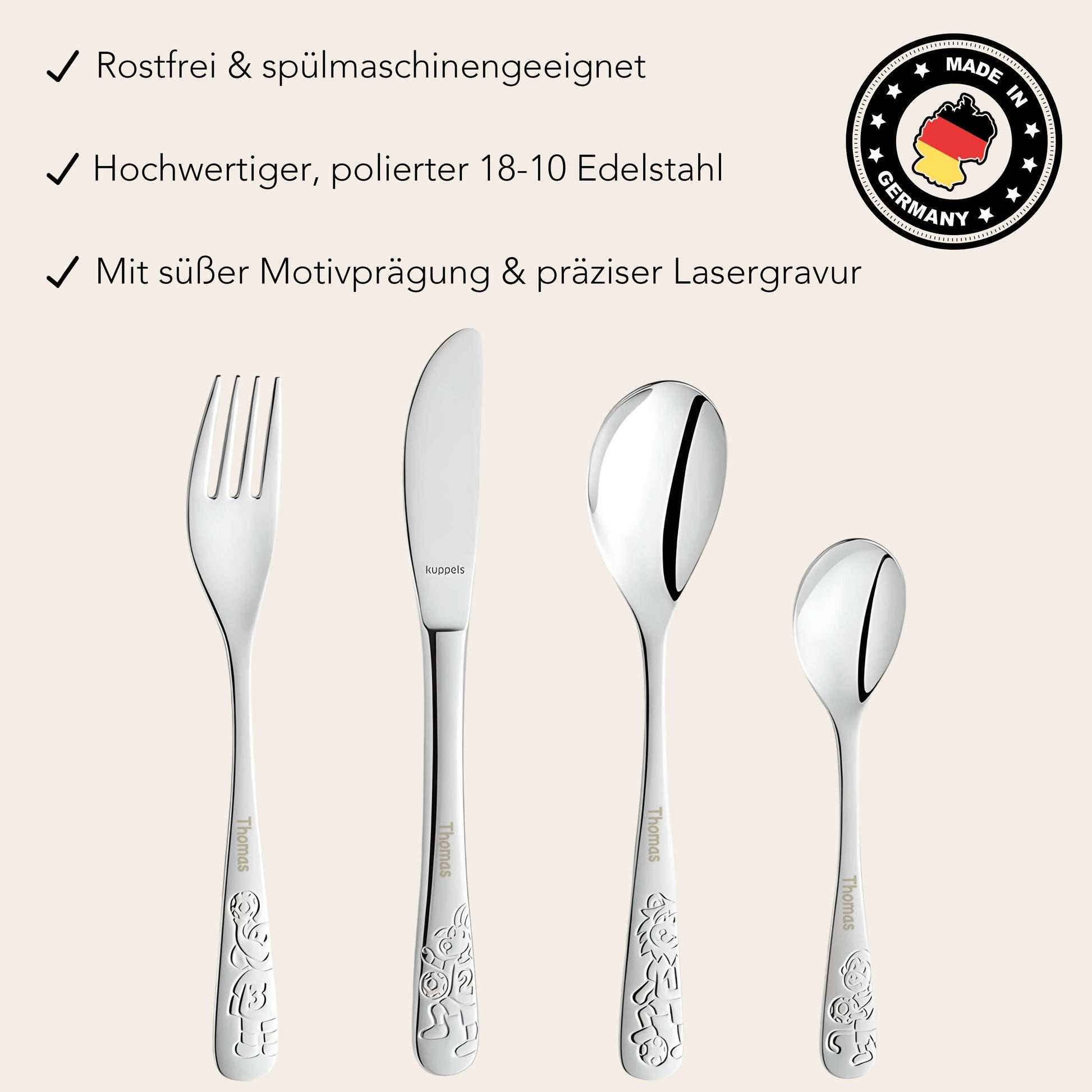 Kinderbesteck personalisiert Kinder Besteck mit Namen Set ab 3 Jahre Taufgeschenke für Jungen Geburtstagsgeschenk Kindergeschirr Fussball