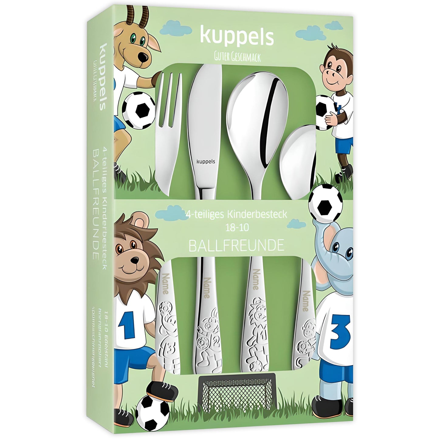 Kinderbesteck personalisiert Kinder Besteck mit Namen Set ab 3 Jahre Taufgeschenke für Jungen Geburtstagsgeschenk Kindergeschirr Fussball
