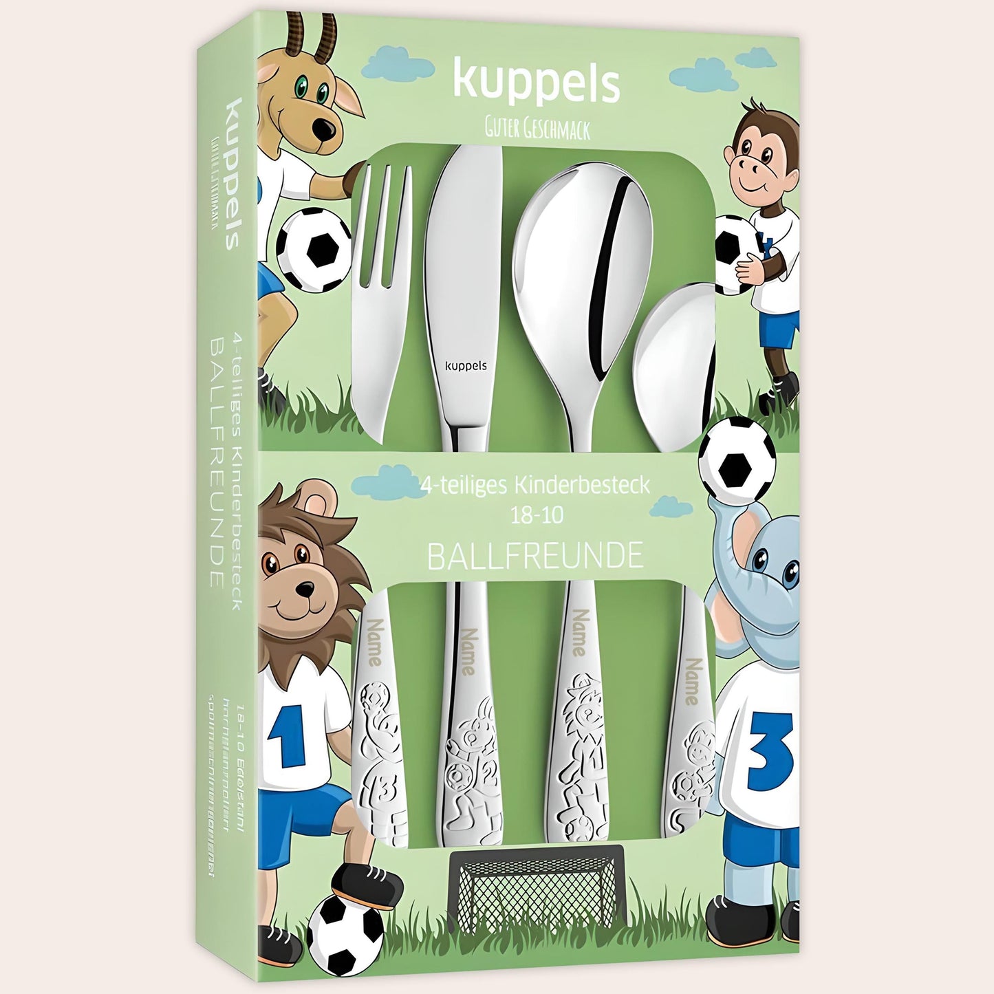 Kinderbesteck personalisiert Kinder Besteck mit Namen Set ab 3 Jahre Taufgeschenke für Jungen Geburtstagsgeschenk Kindergeschirr Fussball